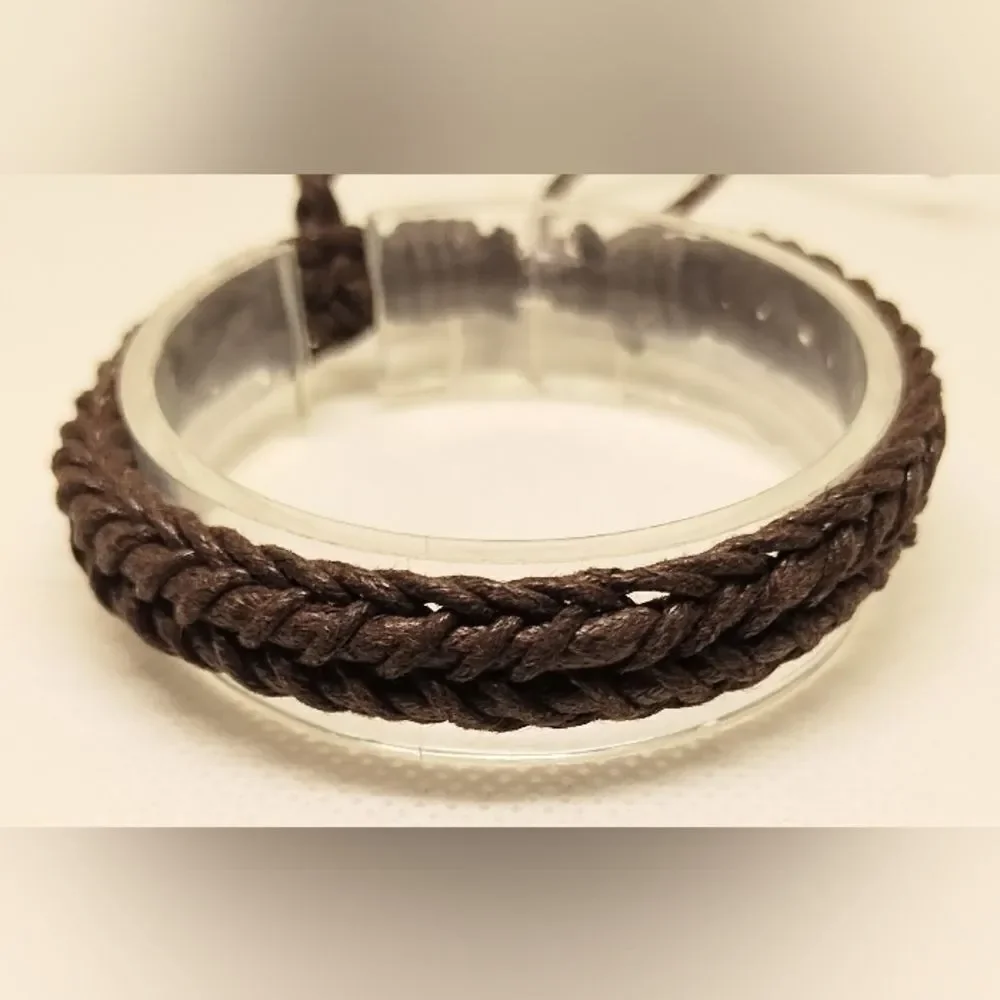 Men's leather bracelet‎ braided brown new e68